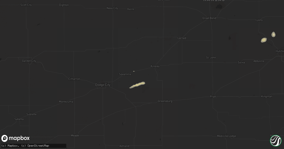 Hail map in Offerle, KS on April 23, 2025