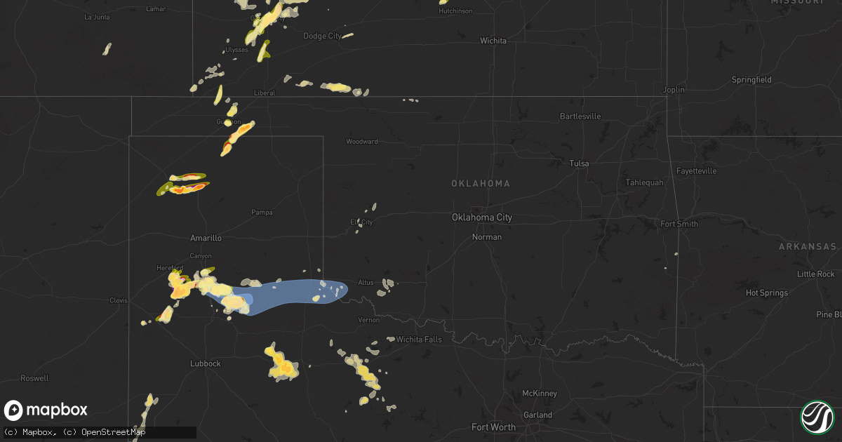 Hail map in Oklahoma on April 23, 2025