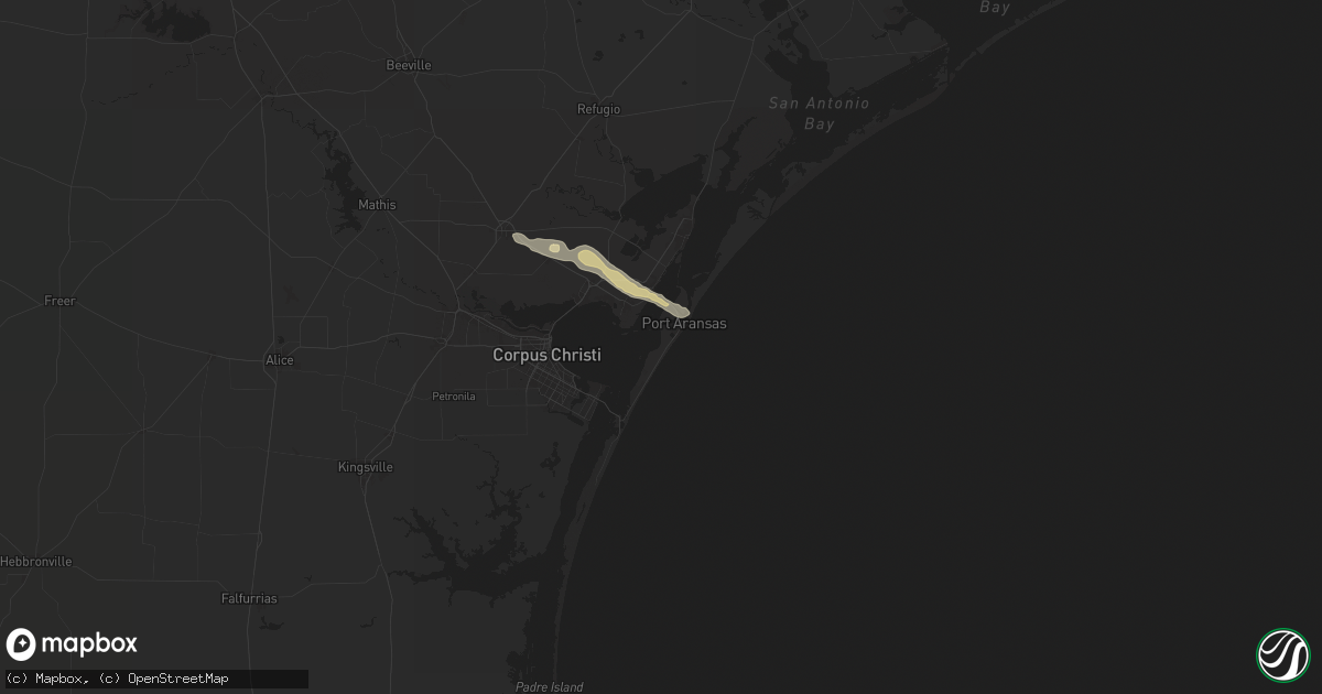 Hail map in Port Aransas, TX on April 23, 2025