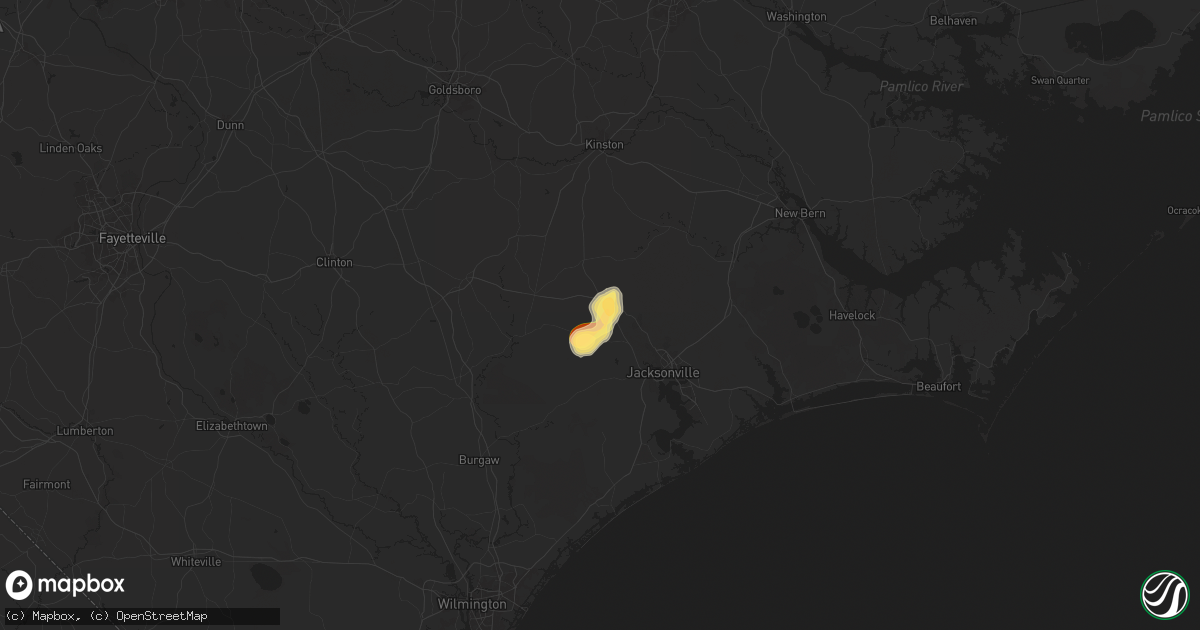 Hail map in Richlands, NC on April 23, 2025