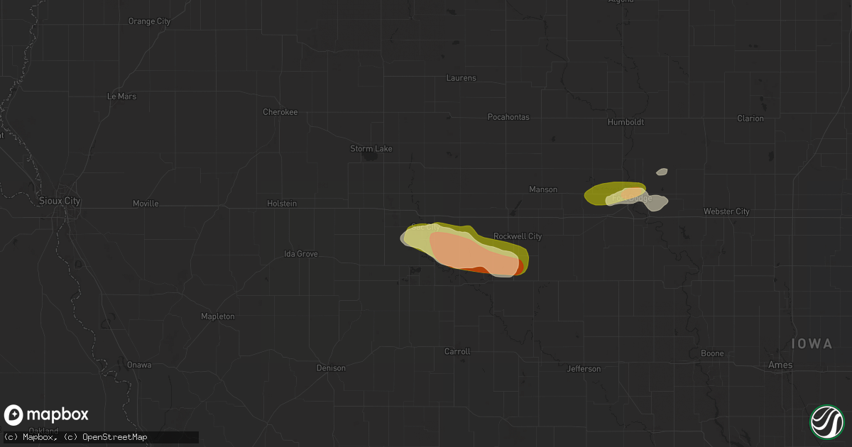 Hail map in Sac City, IA on April 23, 2025