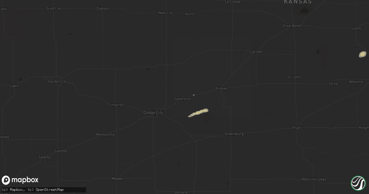 Hail map in Spearville, KS on April 23, 2025