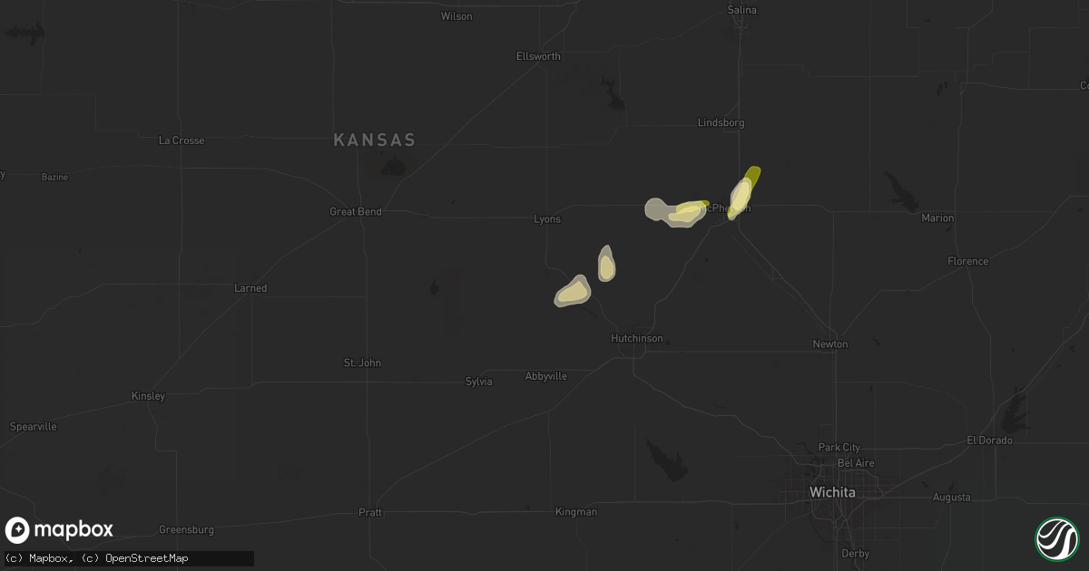 Hail map in Sterling, KS on April 23, 2025