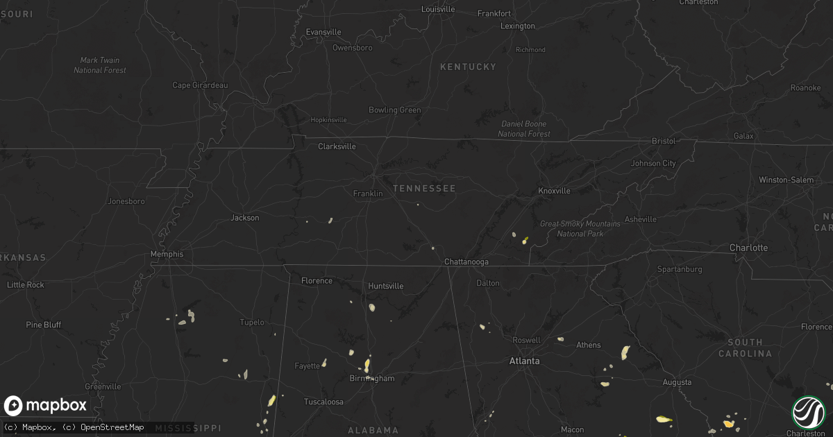 Hail map in Tennessee on April 23, 2025
