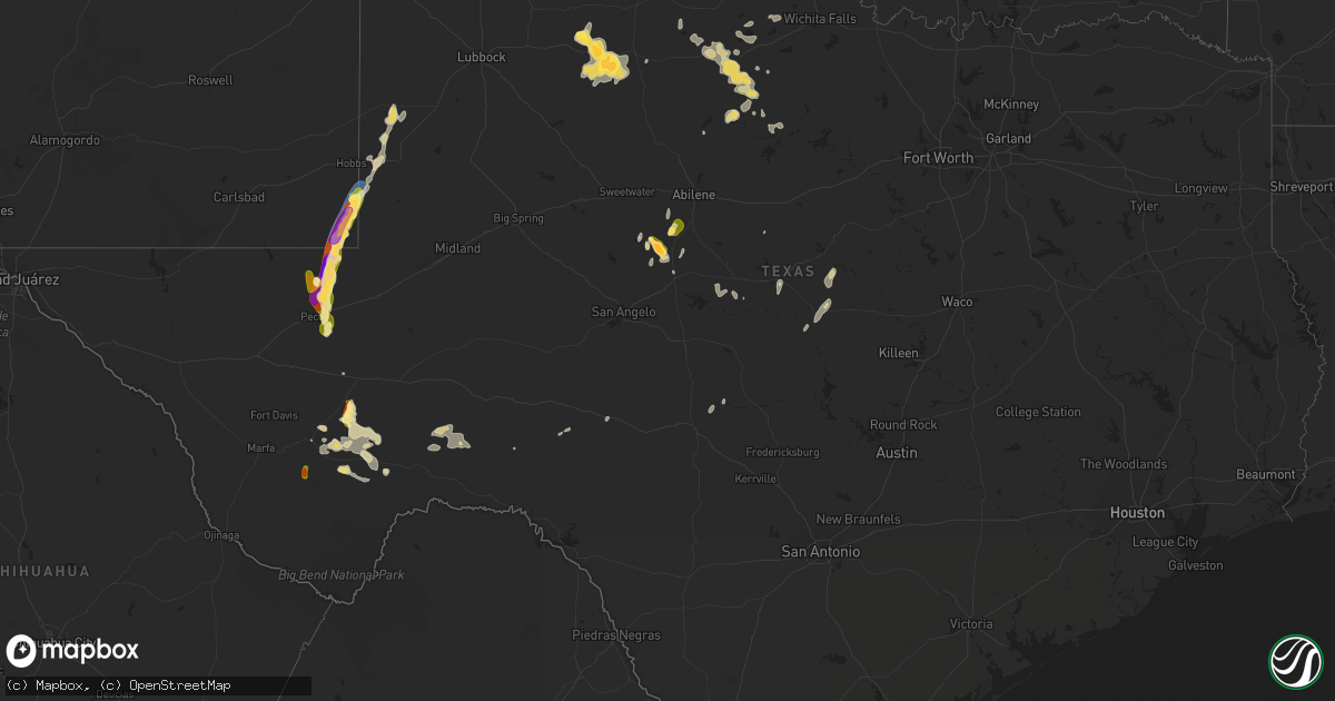 Hail map in Texas on April 23, 2025