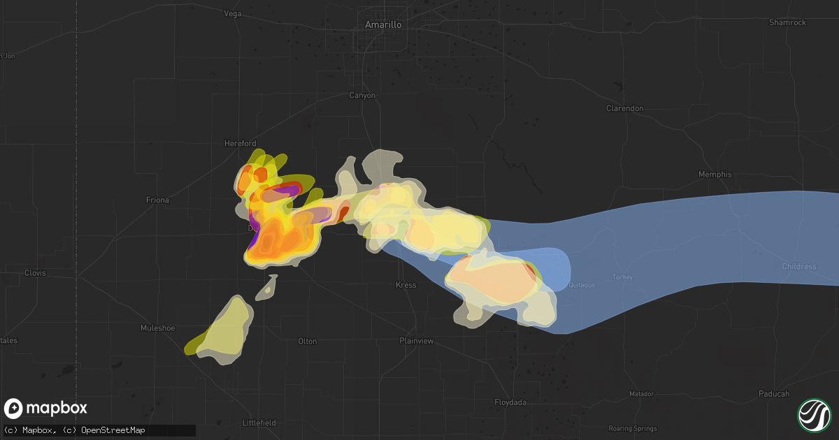 Hail map in Tulia, TX on April 23, 2025