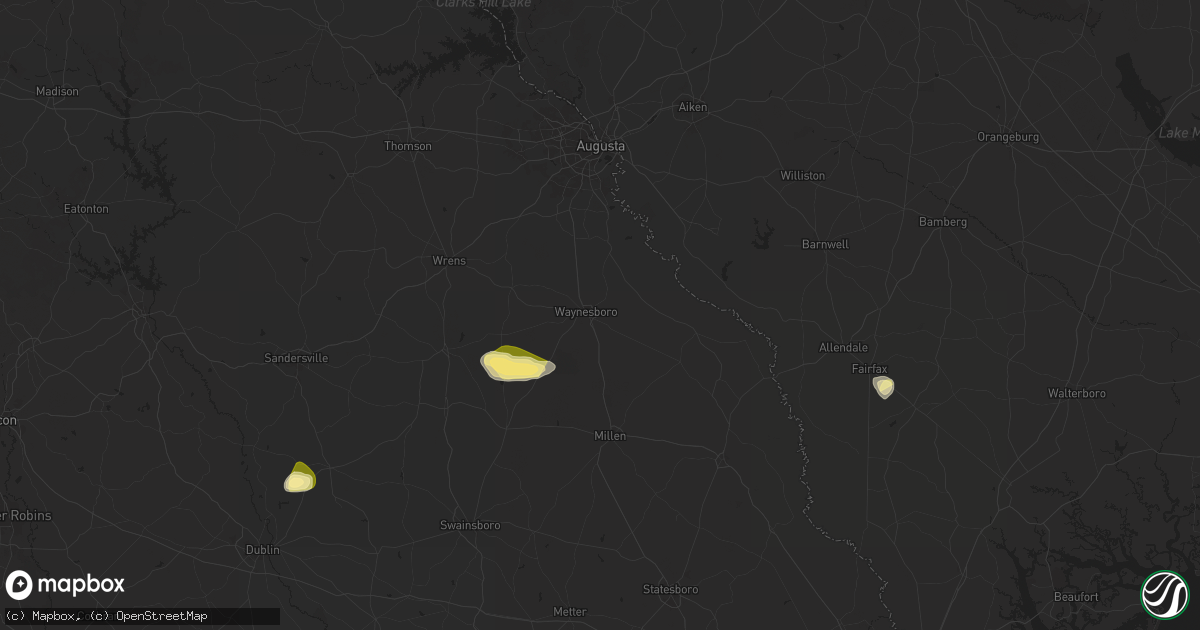 Hail map in Waynesboro, GA on April 23, 2025