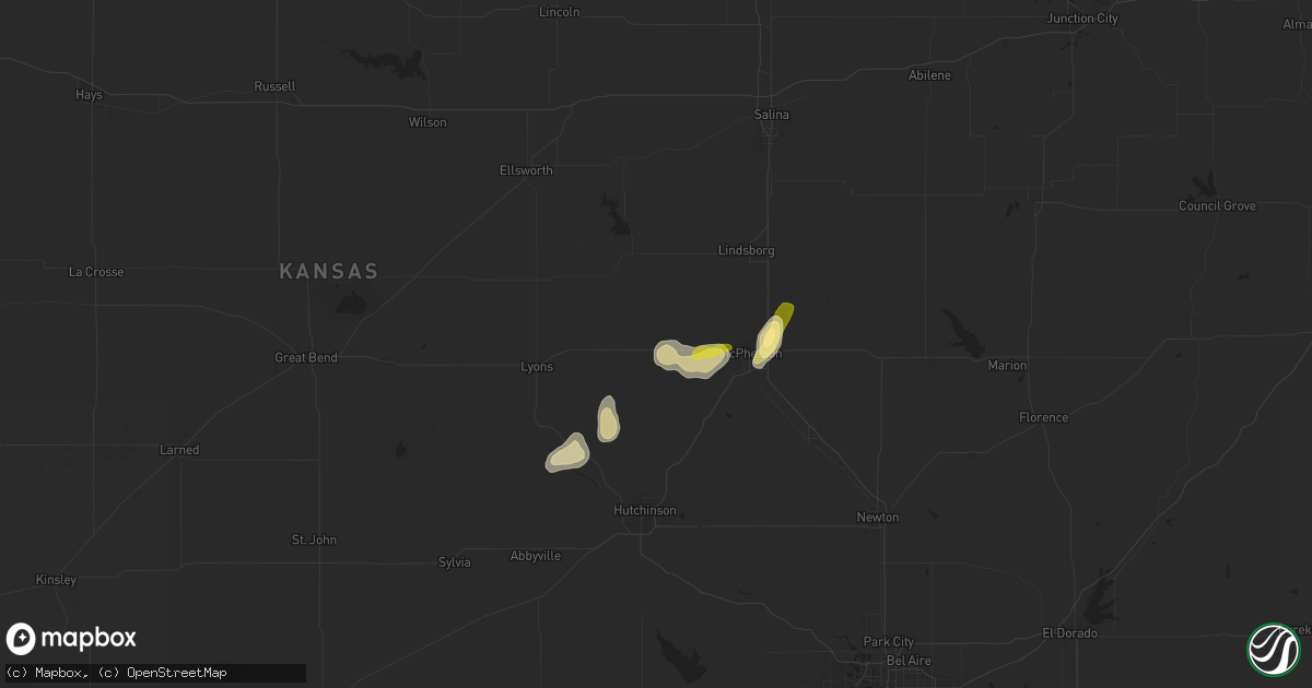 Hail map in Windom, KS on April 23, 2025