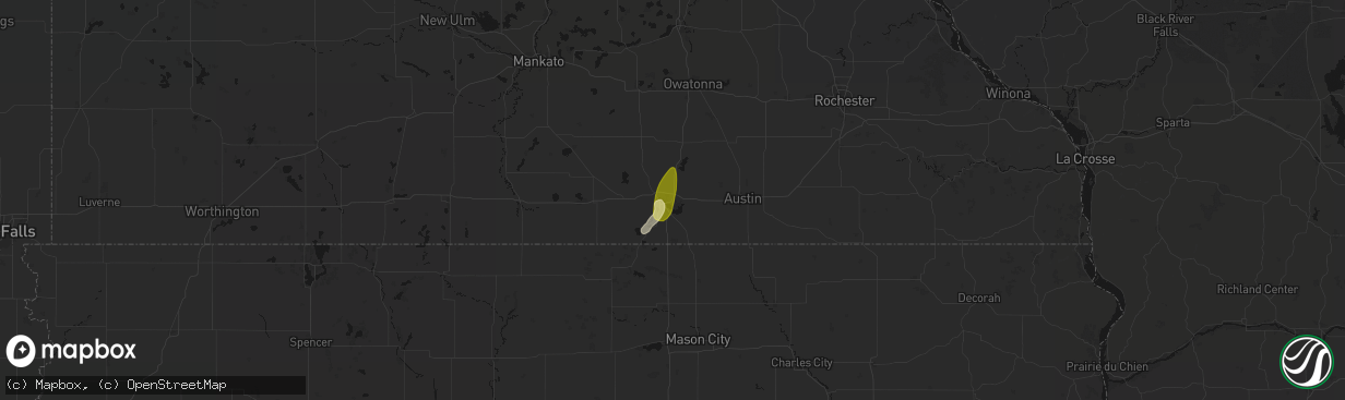 Hail map in Albert Lea, MN on April 23, 2026