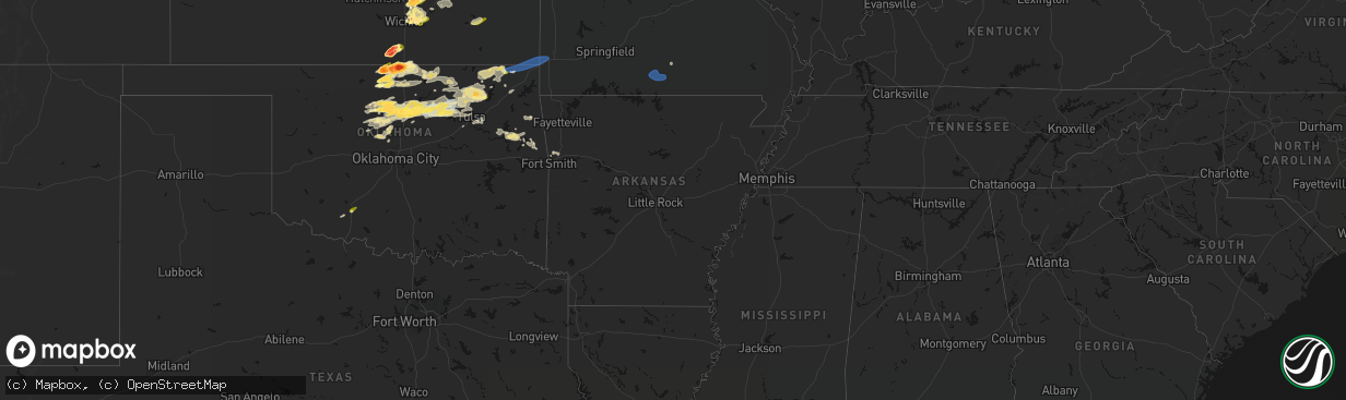 Hail map in Arkansas on April 23, 2026
