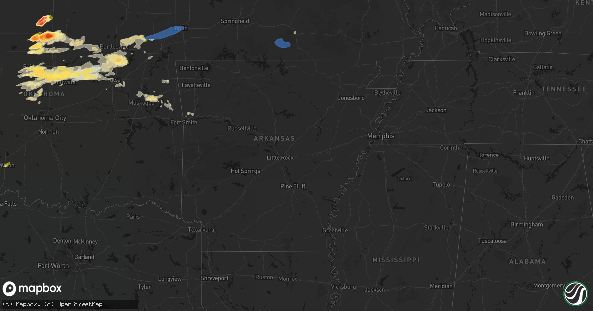 Hail map in Arkansas on April 23, 2026