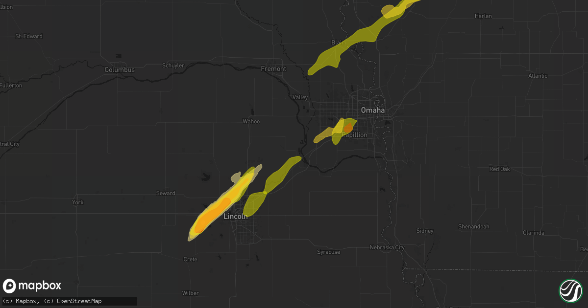 Hail map in Ashland, NE on April 23, 2026