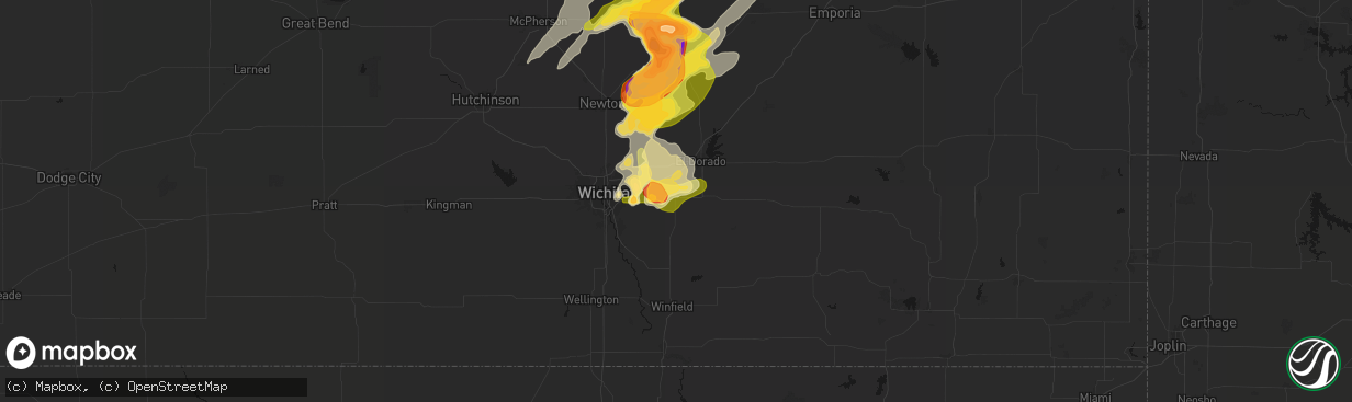 Hail map in Augusta, KS on April 23, 2026