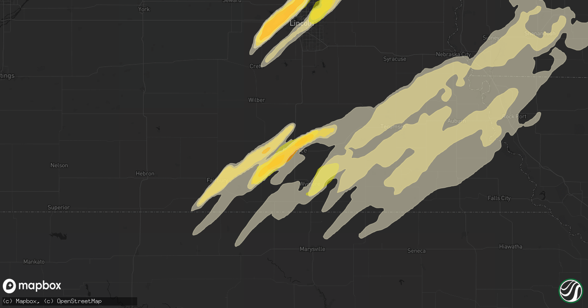 Hail map in Beatrice, NE on April 23, 2026