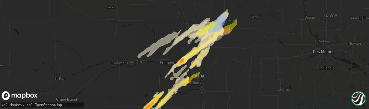 Hail map in Blair, NE on April 23, 2026