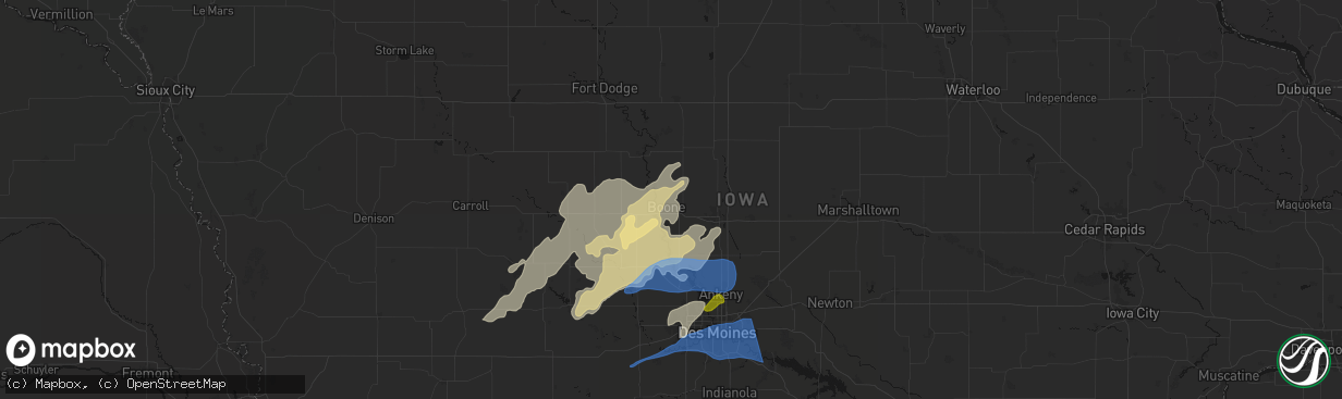 Hail map in Boone, IA on April 23, 2026