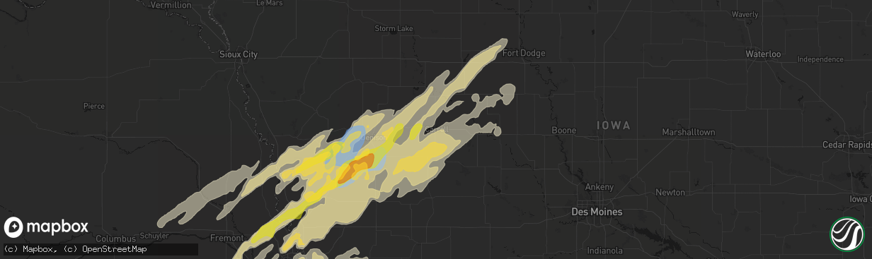Hail map in Carroll, IA on April 23, 2026