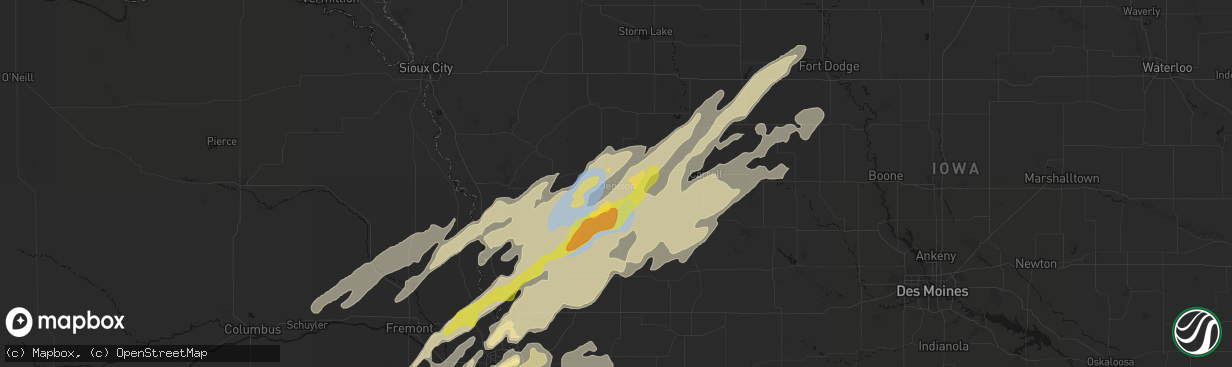 Hail map in Denison, IA on April 23, 2026