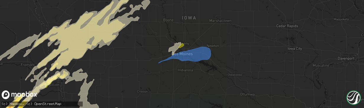 Hail map in Des Moines, IA on April 23, 2026