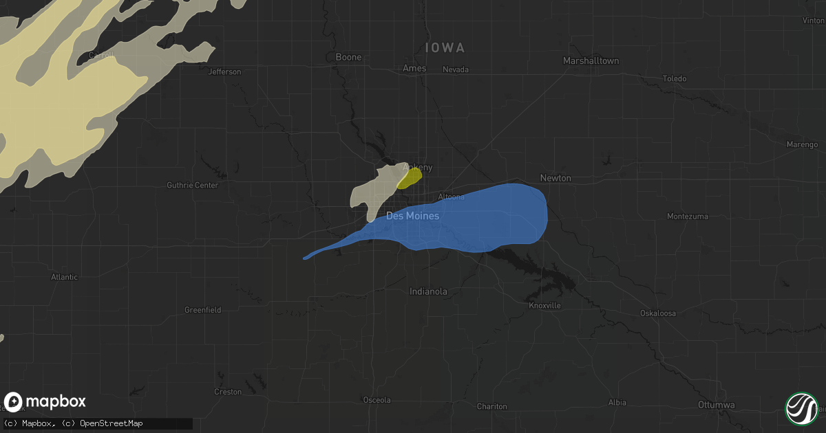Hail map in Des Moines, IA on April 23, 2026
