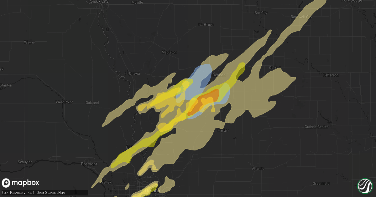Hail map in Dunlap, IA on April 23, 2026
