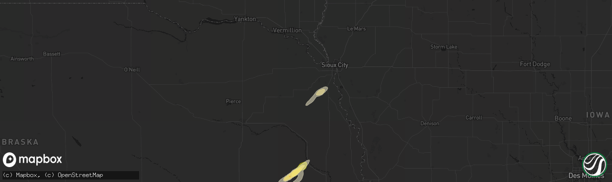 Hail map in Emerson, NE on April 23, 2026