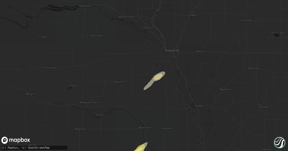 Hail map in Emerson, NE on April 23, 2026