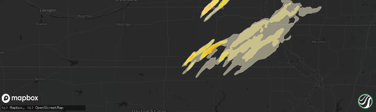 Hail map in Fairbury, NE on April 23, 2026
