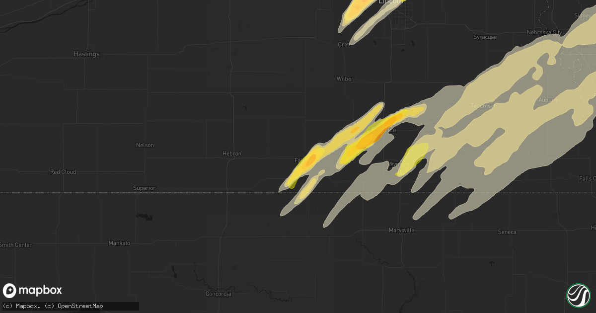 Hail map in Fairbury, NE on April 23, 2026