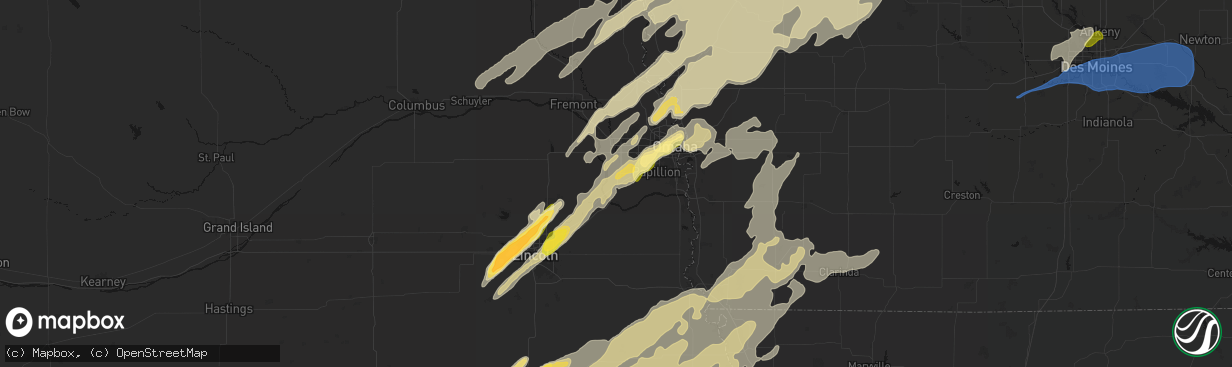 Hail map in Gretna, NE on April 23, 2026