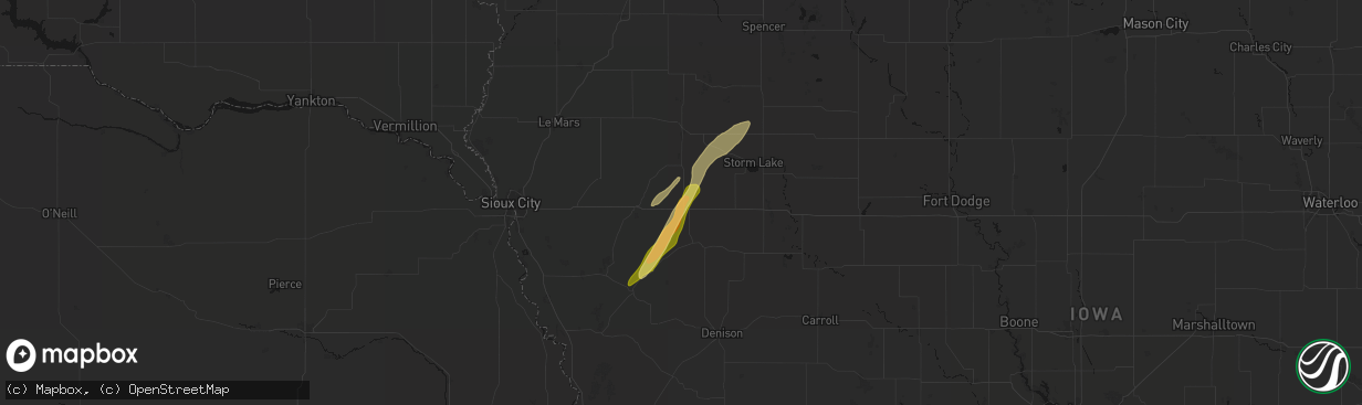 Hail map in Holstein, IA on April 23, 2026