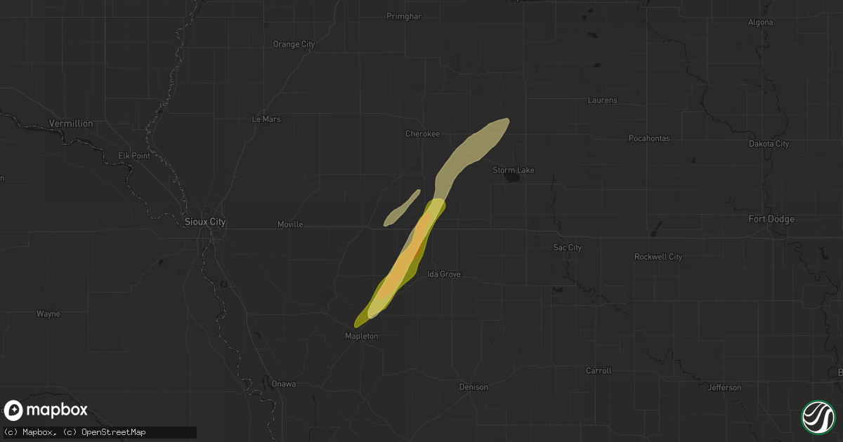 Hail map in Holstein, IA on April 23, 2026