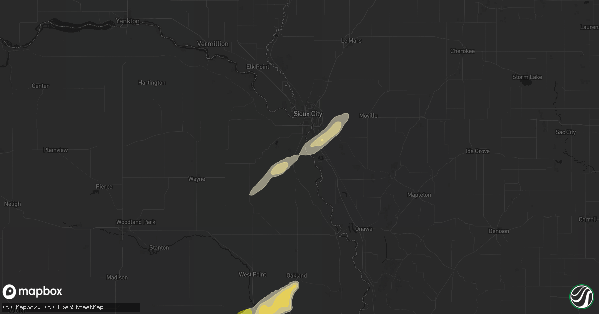 Hail map in Homer, NE on April 23, 2026