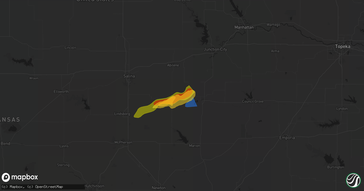 Hail map in Hope, KS on April 23, 2026