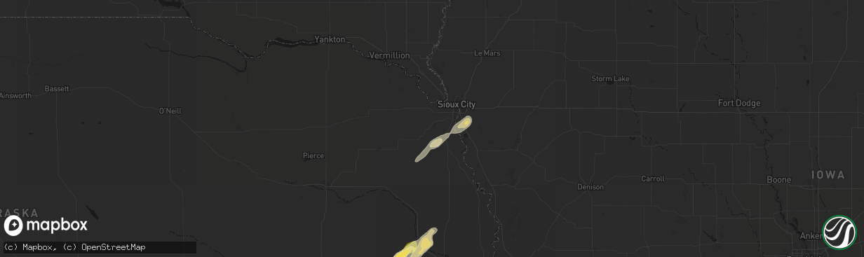 Hail map in Hubbard, NE on April 23, 2026