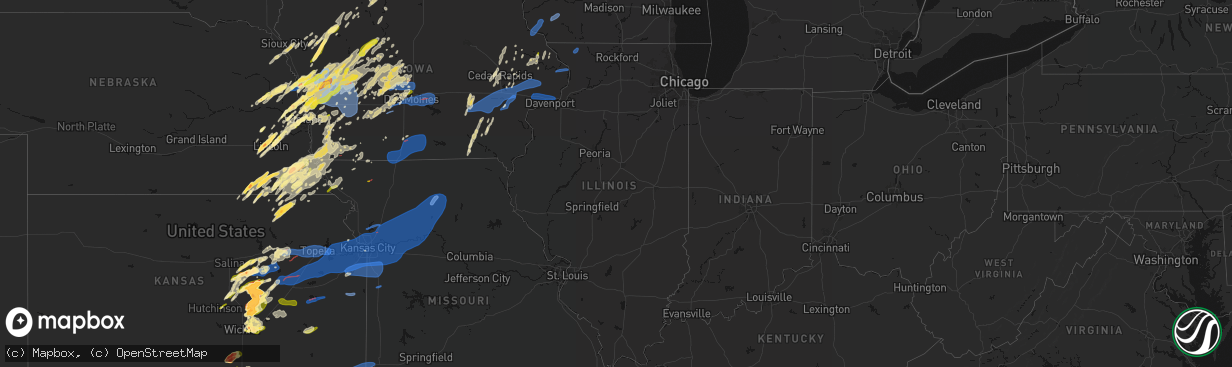 Hail map in Illinois on April 23, 2026