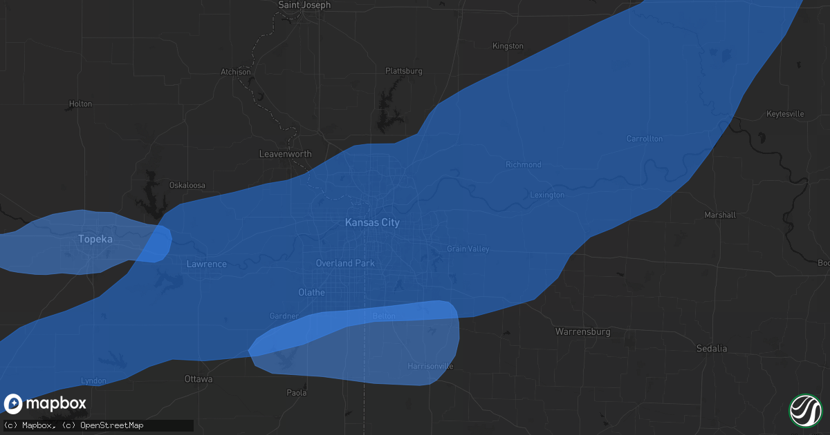 Hail map in Independence, MO on April 23, 2026