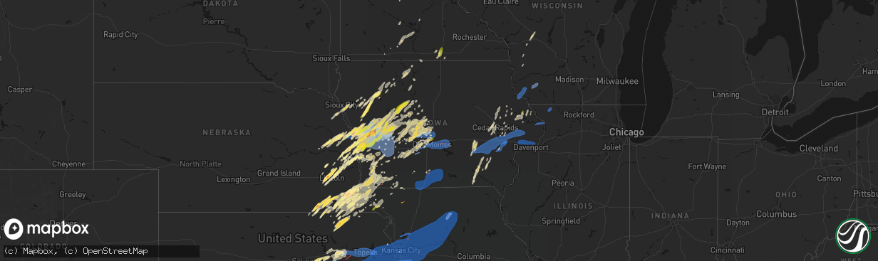 Hail map in Iowa on April 23, 2026