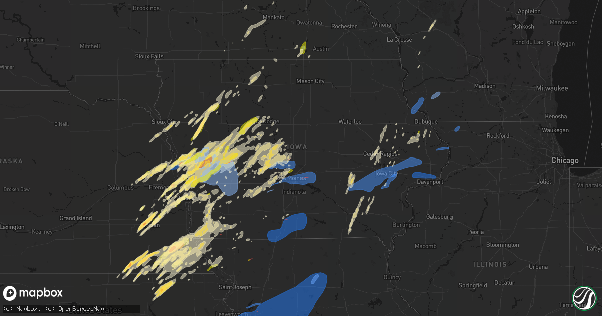 Hail map in Iowa on April 23, 2026