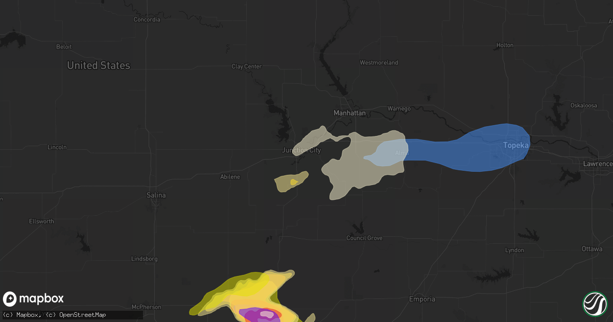 Hail map in Junction City, KS on April 23, 2026