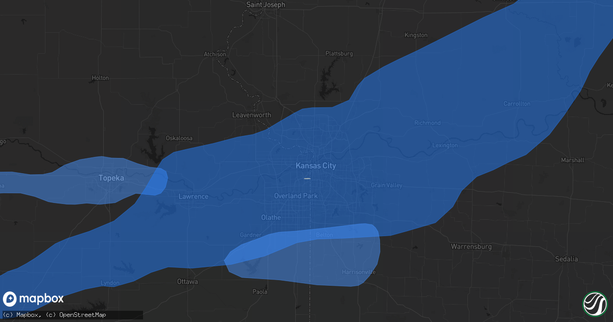 Hail map in Kansas City, KS on April 23, 2026