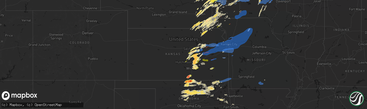 Hail map in Kansas on April 23, 2026