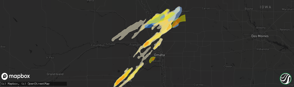 Hail map in Kennard, NE on April 23, 2026