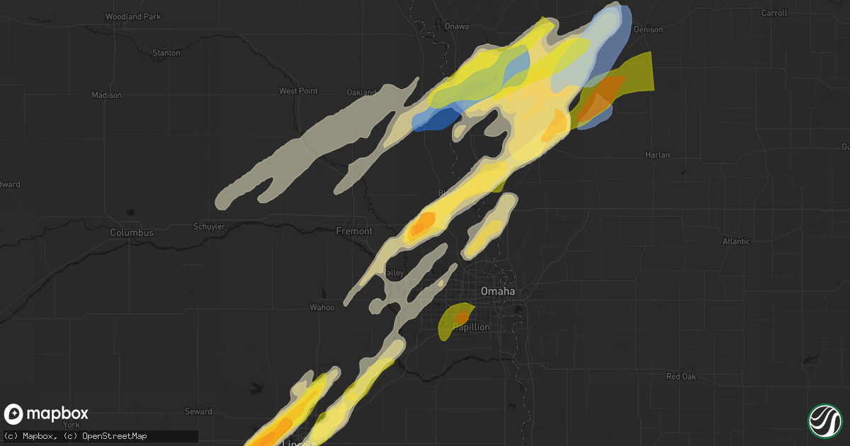 Hail map in Kennard, NE on April 23, 2026