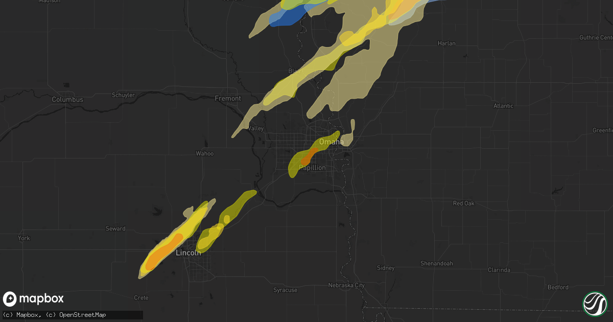 Hail map in La Vista, NE on April 23, 2026