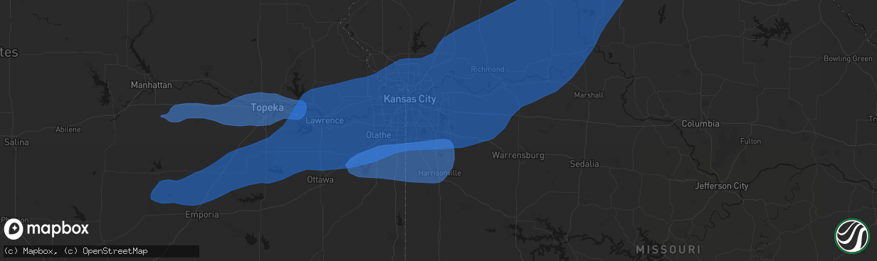 Hail map in Lees Summit, MO on April 23, 2026