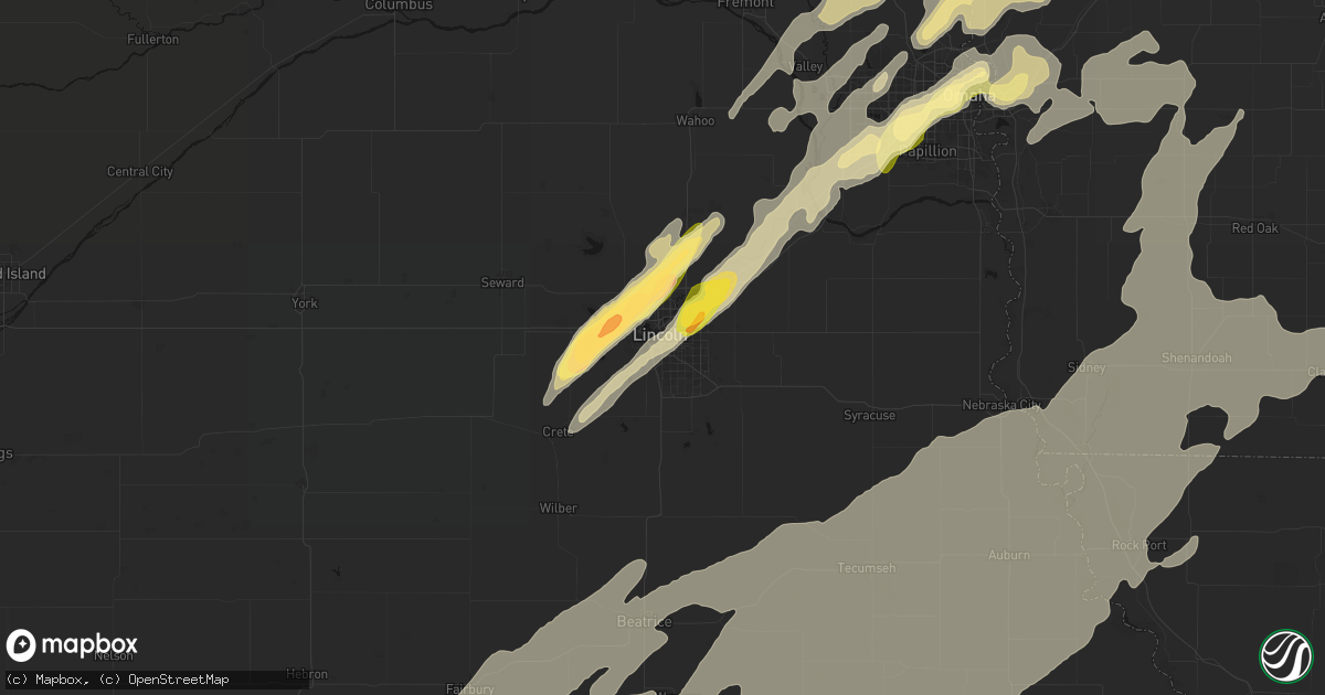 Hail map in Lincoln, NE on April 23, 2026