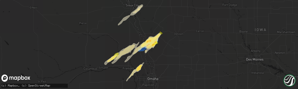 Hail map in Little Sioux, IA on April 23, 2026