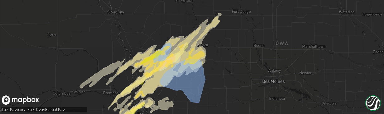Hail map in Manning, IA on April 23, 2026