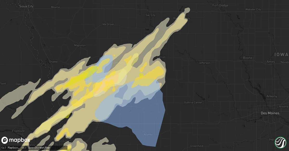 Hail map in Manning, IA on April 23, 2026